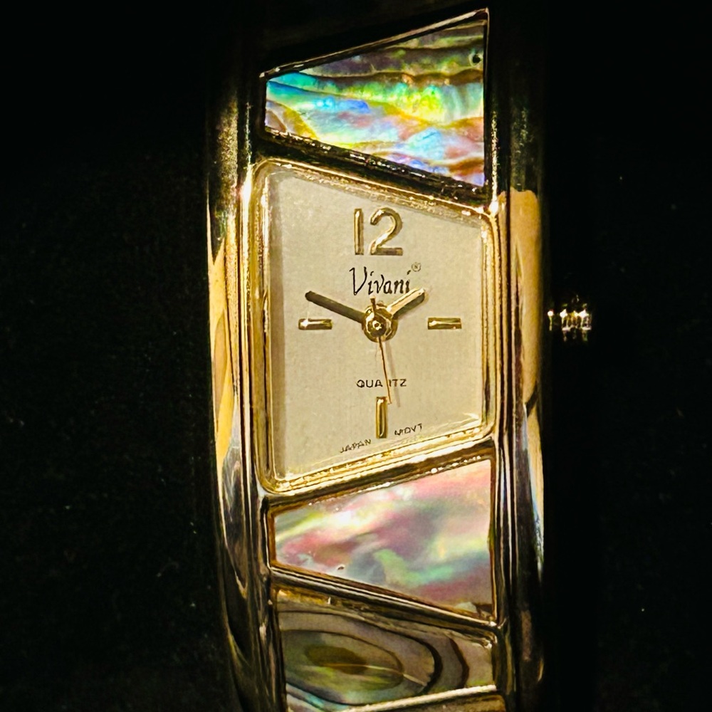 Vivani Gold and Abalone Watch